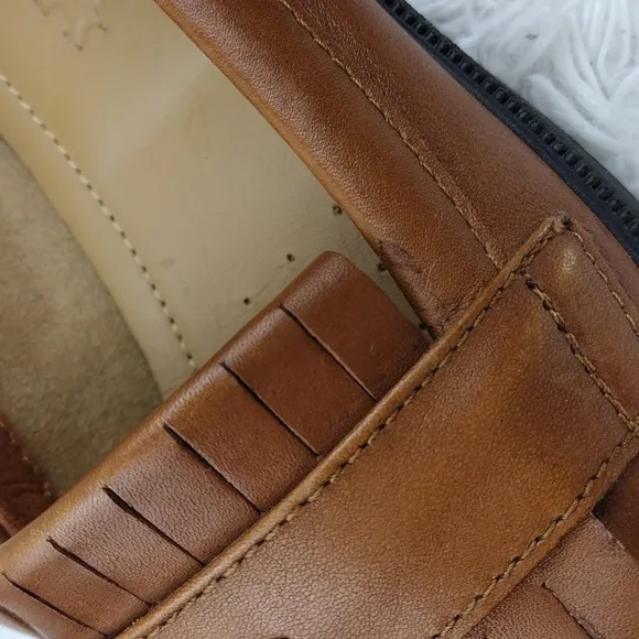 hotter Comfort Concept Hamlet Cognac Feather Tassel Leather Slip On Loafer Shoe