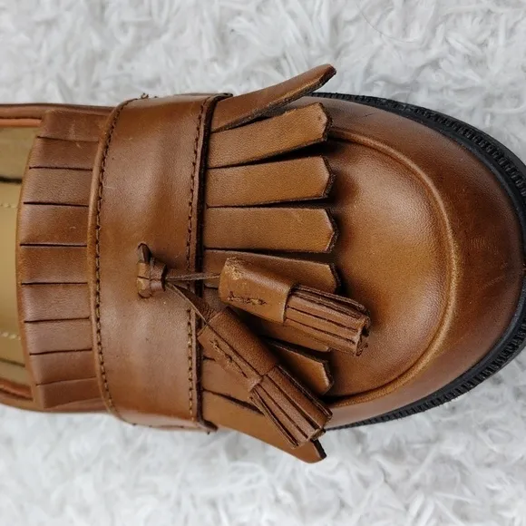 hotter Comfort Concept Hamlet Cognac Feather Tassel Leather Slip On Loafer Shoe