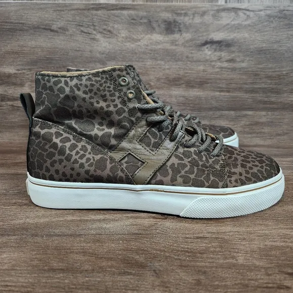 Huf Hupper Shoes High Top Olive Green Shell Shock Skate Sneakers Mens Sz 8.5