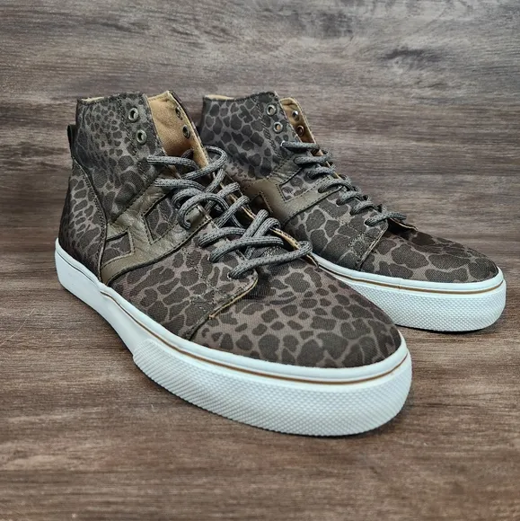 Huf Hupper Shoes High Top Olive Green Shell Shock Skate Sneakers Mens Sz 8.5