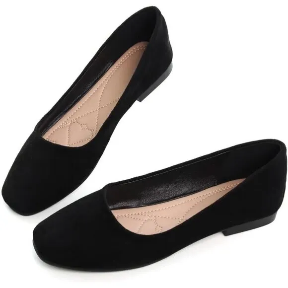 In Tangnest Flat Shoes Women Black Ballet Slip on Soft Loafers Comfortable Shoes