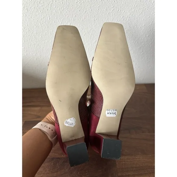 J Renee Leather Devita Shoes Womens Size 7 Square Toe Burgundy Patchwork Maroon