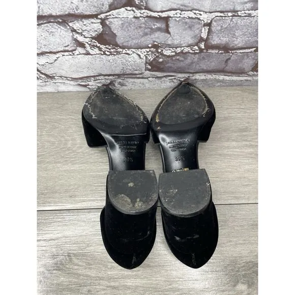 JENNI KAYNE Black Velvet D’ Orsay Block Heel Pointed Shoes Women Sz 39.5EU/9M US