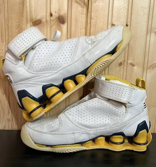 Jermaine O’Neal Nike Shox Youth sz 5Y White Yellow 313149-171 Indiana Pacers 05