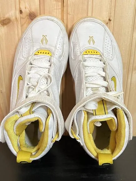 Jermaine O’Neal Nike Shox Youth sz 5Y White Yellow 313149-171 Indiana Pacers 05