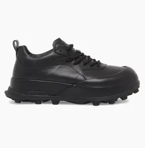 Jil Sander Low Top Sneakers Leather Lace-Up Cleats, Black, NEW Size EU41 / US8