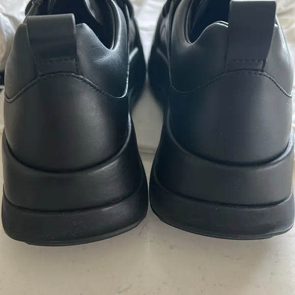 Jil Sander Low Top Sneakers Leather Lace-Up Cleats, Black, NEW Size EU41 / US8