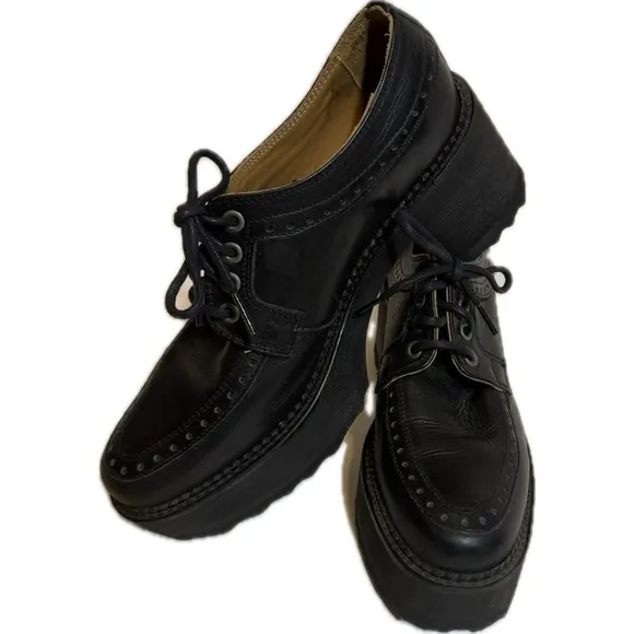 John Fleuvog ARACELY Black Chunky Platform Oxford Shoes sz 10