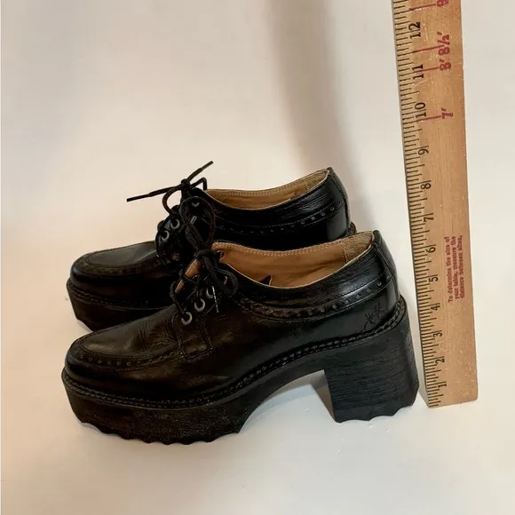 John Fleuvog ARACELY Black Chunky Platform Oxford Shoes sz 10