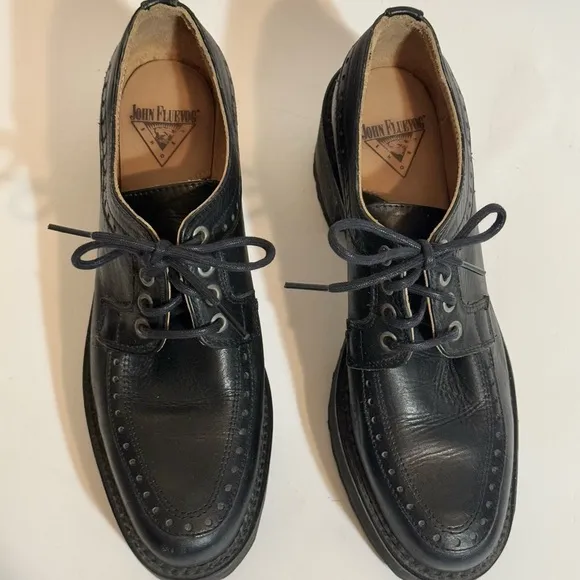 John Fleuvog ARACELY Black Chunky Platform Oxford Shoes sz 10