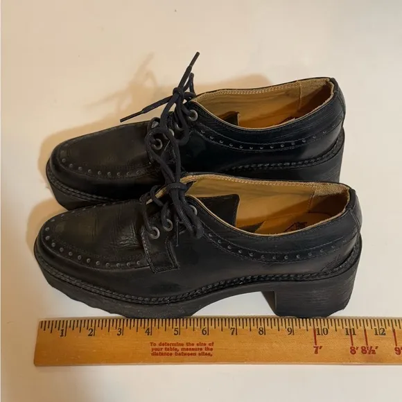 John Fleuvog ARACELY Black Chunky Platform Oxford Shoes sz 10