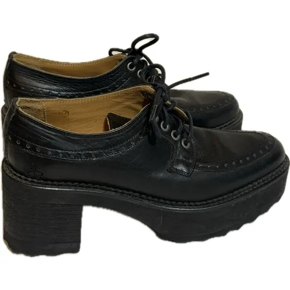 John Fleuvog ARACELY Black Chunky Platform Oxford Shoes sz 10