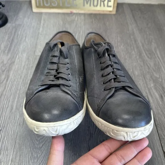 John Varvatos Hattan Men's Size 10 M Gray Leather Sneakers Shoes Lace Up