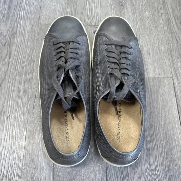 John Varvatos Hattan Men's Size 10 M Gray Leather Sneakers Shoes Lace Up