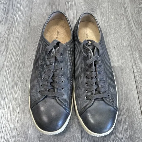 John Varvatos Hattan Men's Size 10 M Gray Leather Sneakers Shoes Lace Up
