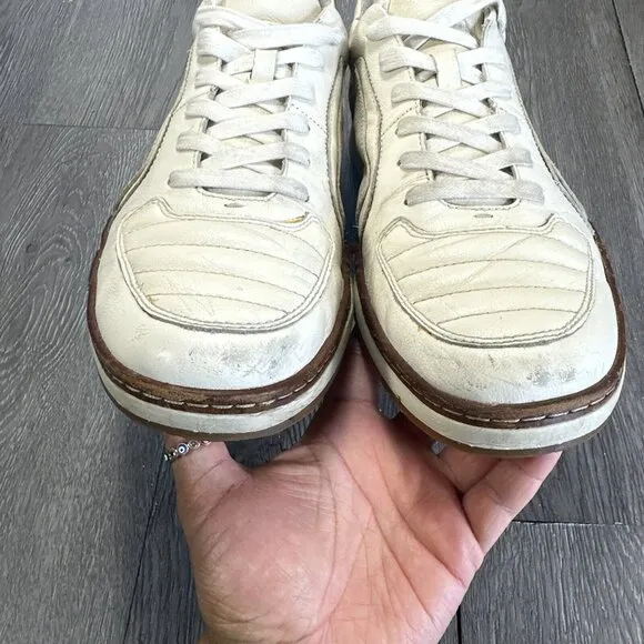 John Varvatos Star USA Shoes Mens 12 Ivory Leather Barrett Creeper Low Top