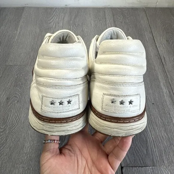 John Varvatos Star USA Shoes Mens 12 Ivory Leather Barrett Creeper Low Top