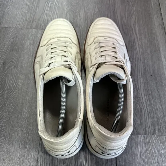 John Varvatos Star USA Shoes Mens 12 Ivory Leather Barrett Creeper Low Top