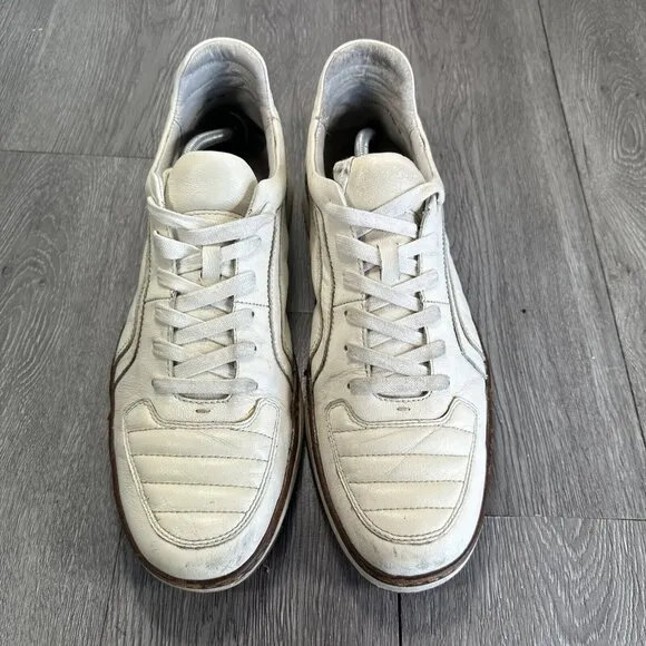 John Varvatos Star USA Shoes Mens 12 Ivory Leather Barrett Creeper Low Top
