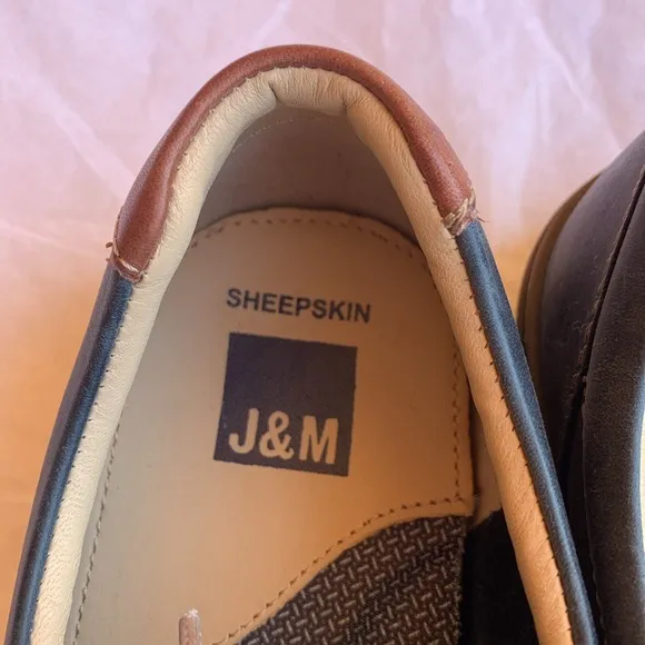 Johnson &amp; Murphy McGuffey Plain Toe Dark Navy Blue Leather Shoes Size 8.5