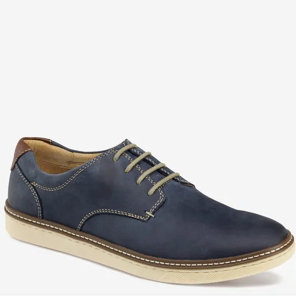 Johnson &amp; Murphy McGuffey Plain Toe Dark Navy Blue Leather Shoes Size 8.5