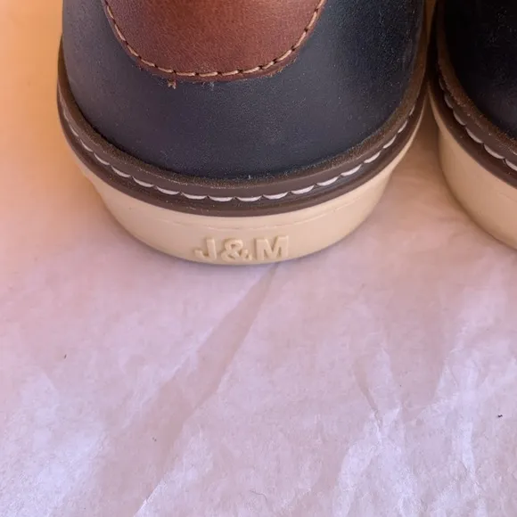 Johnson &amp; Murphy McGuffey Plain Toe Dark Navy Blue Leather Shoes Size 8.5