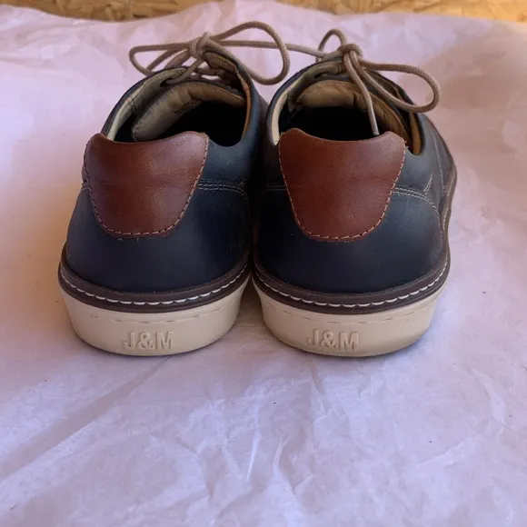 Johnson &amp; Murphy McGuffey Plain Toe Dark Navy Blue Leather Shoes Size 8.5