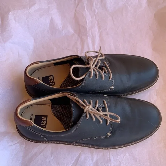 Johnson &amp; Murphy McGuffey Plain Toe Dark Navy Blue Leather Shoes Size 8.5