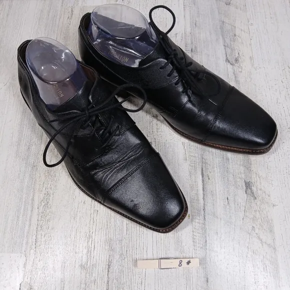 Johnston &amp; Murphy Archer Men's Black Leather Lace Up Dress Shoes #8