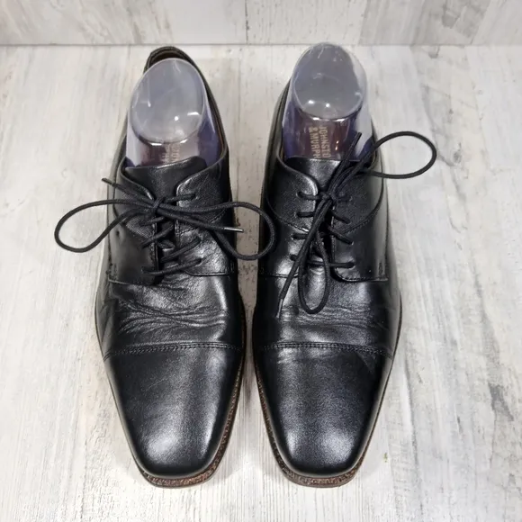 Johnston &amp; Murphy Archer Men's Black Leather Lace Up Dress Shoes #8