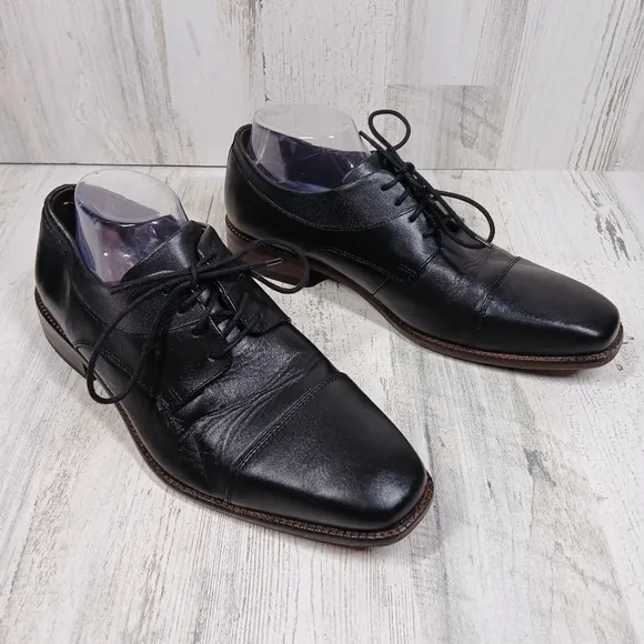 Johnston &amp; Murphy Archer Men's Black Leather Lace Up Dress Shoes #8