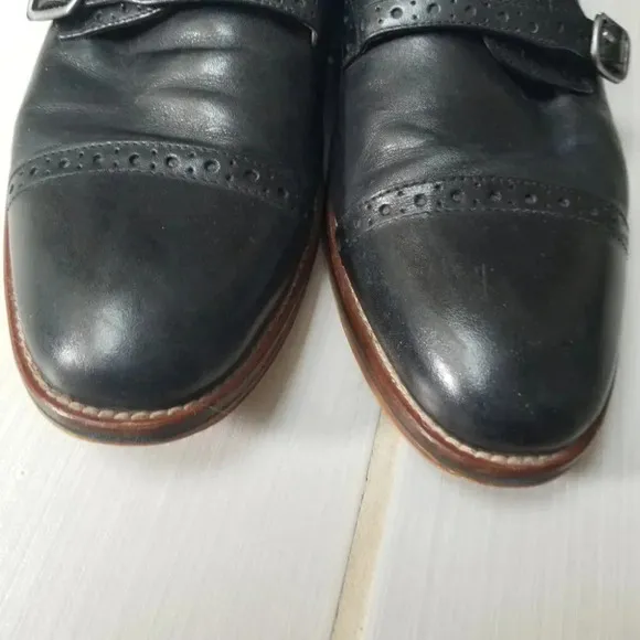 Johnston &amp; Murphy Conard Double Monk Strap Black Oxford Dress Shoes 10.5