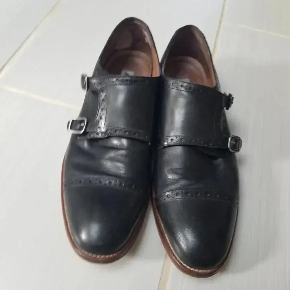 Johnston &amp; Murphy Conard Double Monk Strap Black Oxford Dress Shoes 10.5