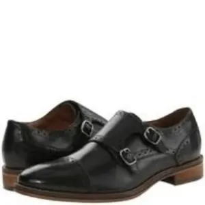 Johnston &amp; Murphy Conard Double Monk Strap Black Oxford Dress Shoes 10.5