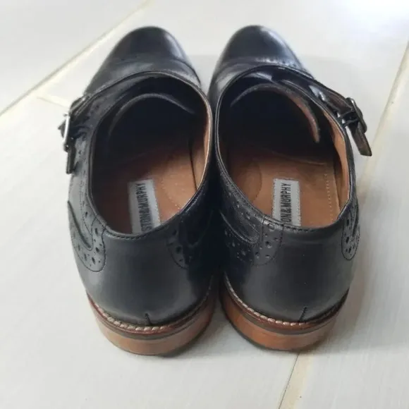 Johnston &amp; Murphy Conard Double Monk Strap Black Oxford Dress Shoes 10.5