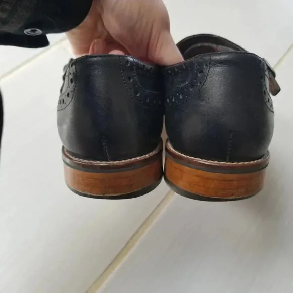 Johnston &amp; Murphy Conard Double Monk Strap Black Oxford Dress Shoes 10.5