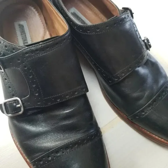 Johnston &amp; Murphy Conard Double Monk Strap Black Oxford Dress Shoes 10.5