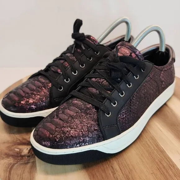 Johnston &amp; Murphy Emerson Women's Sneakers Wine Metallic Snake Print Size 8.5 M