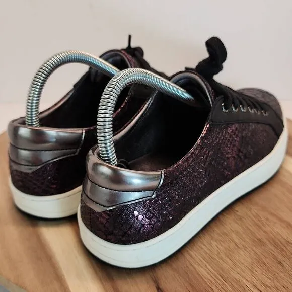 Johnston &amp; Murphy Emerson Women's Sneakers Wine Metallic Snake Print Size 8.5 M