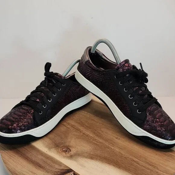Johnston &amp; Murphy Emerson Women's Sneakers Wine Metallic Snake Print Size 8.5 M