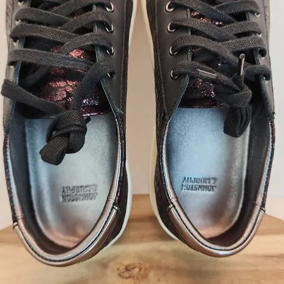 Johnston &amp; Murphy Emerson Women's Sneakers Wine Metallic Snake Print Size 8.5 M