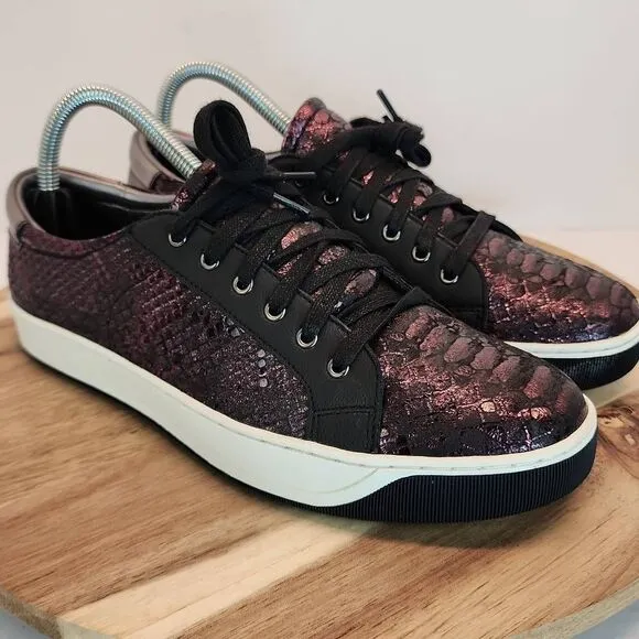 Johnston &amp; Murphy Emerson Women's Sneakers Wine Metallic Snake Print Size 8.5 M