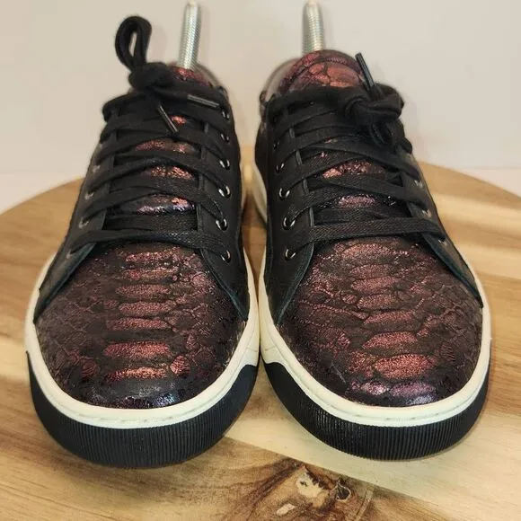 Johnston &amp; Murphy Emerson Women's Sneakers Wine Metallic Snake Print Size 8.5 M