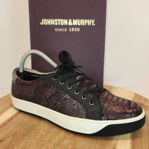 Johnston &amp; Murphy Emerson Women's Sneakers Wine Metallic Snake Print Size 8.5 M