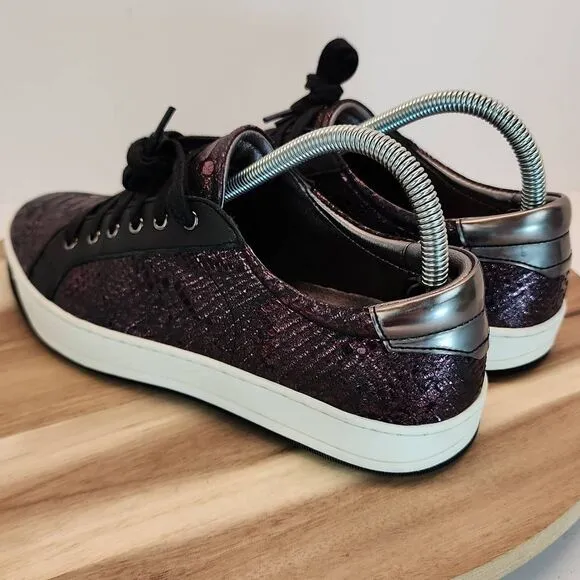 Johnston &amp; Murphy Emerson Women's Sneakers Wine Metallic Snake Print Size 8.5 M