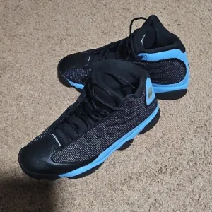 Jordan Black and Blue Athletic Shoes High-Top Design