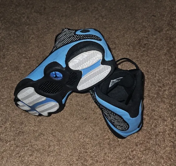Jordan Black and Blue Athletic Shoes High-Top Design