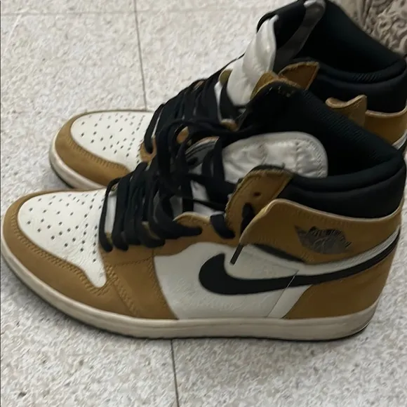 Jordan Black and Tan High-Top Athletic Sneakers