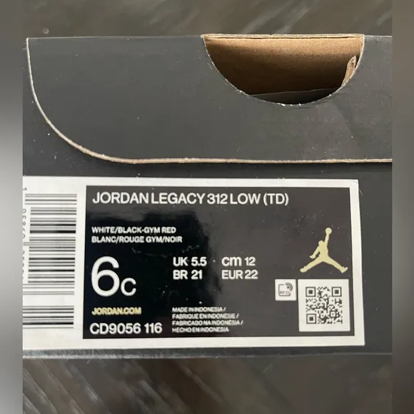 Jordan Legacy Toddler Shoes Color: Red/White  Size: 6c (5.5)