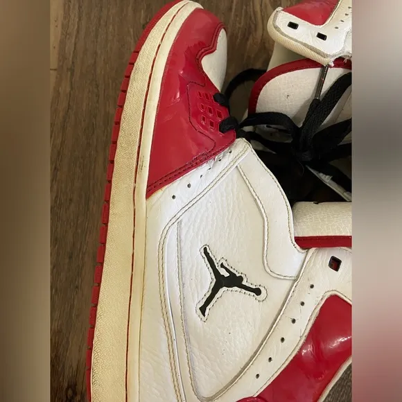 Jordan Red and White High-Top Sneakers
